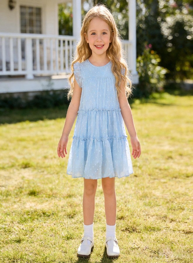 AGQT Toddler Girls Casual Dress Babydoll Summer Ruffle Babydoll Birthday Chiffon Princess Wedding Elegant Dress Easter Dresses Ligh Blue Size 4-5T - Image 2