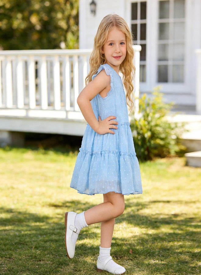 AGQT Toddler Girls Casual Dress Babydoll Summer Ruffle Babydoll Birthday Chiffon Princess Wedding Elegant Dress Easter Dresses Ligh Blue Size 4-5T - Image 4