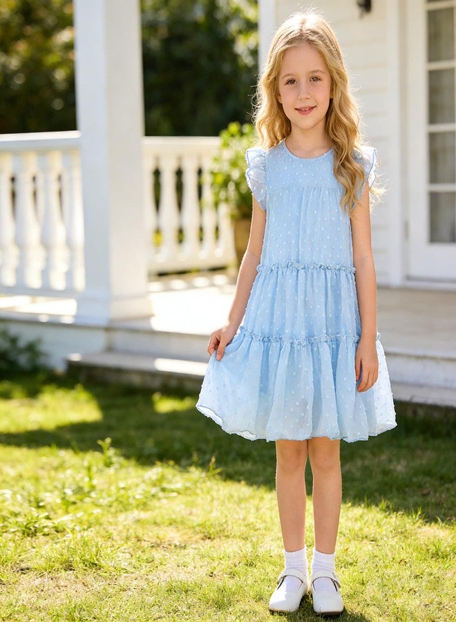 AGQT Toddler Girls Casual Dress Babydoll Summer Ruffle Babydoll Birthday Chiffon Princess Wedding Elegant Dress Easter Dresses Ligh Blue Size 4-5T - Image 3