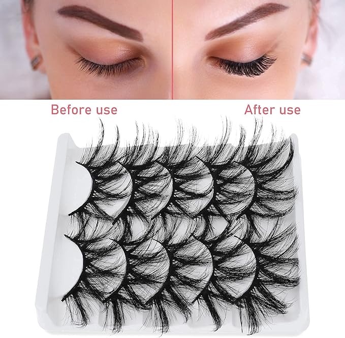 Molain Multilayered Lashes False Eyelashes Dramatic 25MM Faux Mink Lashes Pack 5 Pairs Wispy Long Thick Fluffy Strip Eye Lashes style26 - Image 5