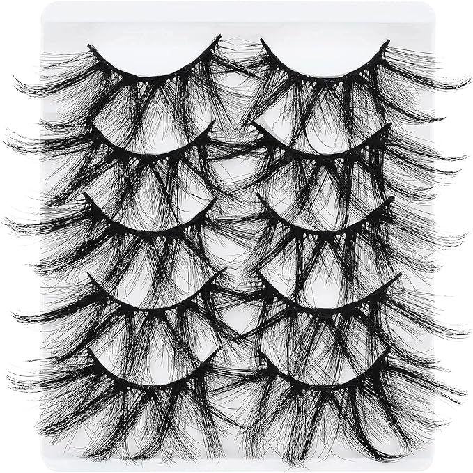 Molain Multilayered Lashes False Eyelashes Dramatic 25MM Faux Mink Lashes Pack 5 Pairs Wispy Long Thick Fluffy Strip Eye Lashes style26 - Image 2
