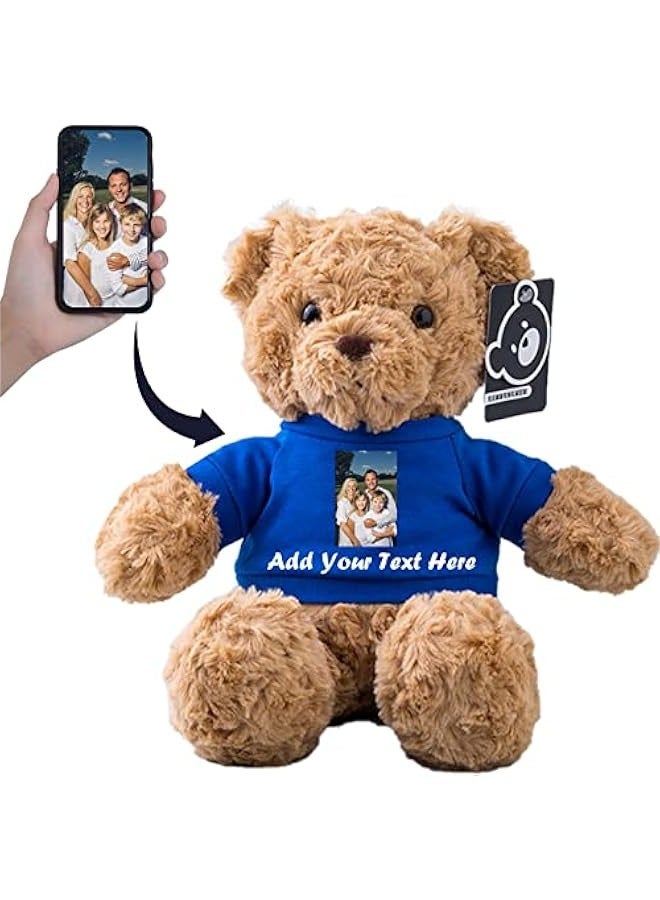 Personalized Gifts for Women Men Stuffed Bear Plush Toys with ized Text, Personalized Teddy Bear with T-Shirt as for  s Day Birthday (13 inch-Text+Photo)  - Image 1