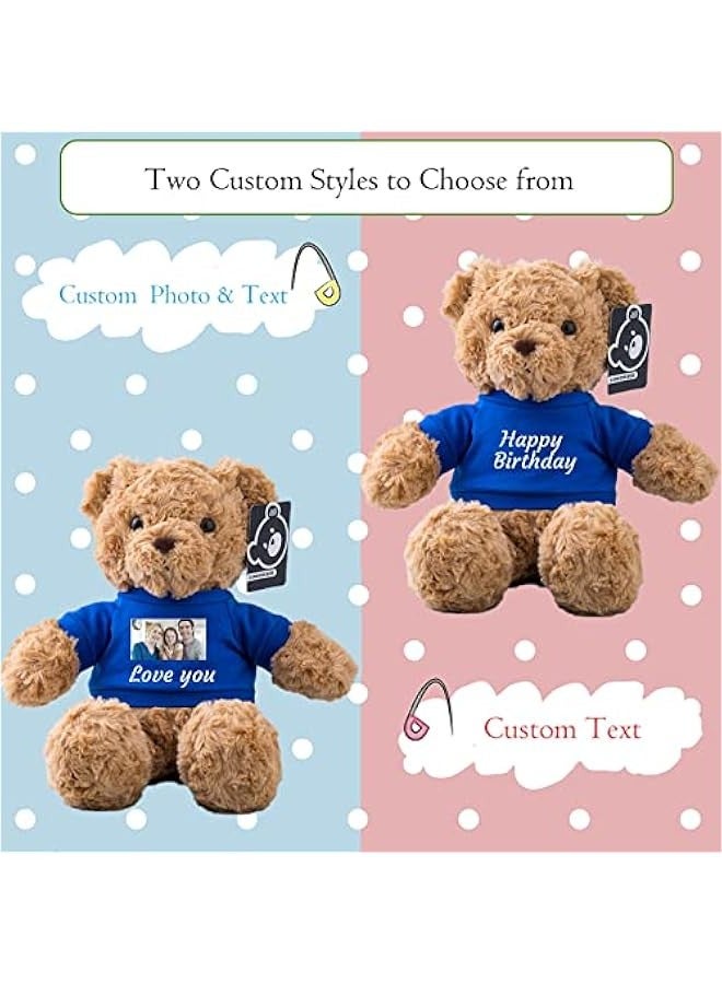 Personalized Gifts for Women Men Stuffed Bear Plush Toys with ized Text, Personalized Teddy Bear with T-Shirt as for  s Day Birthday (13 inch-Text+Photo)  - Image 2