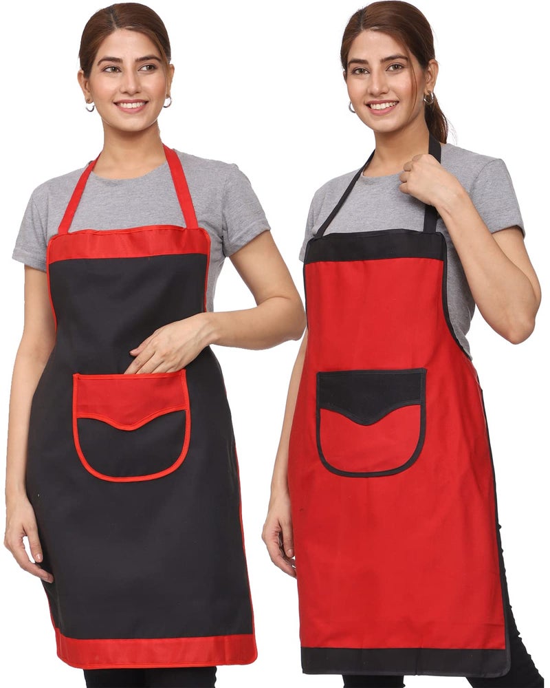 JMi Plain Waterproof Apron With Front Designer Pocket For Kitchen, Cooking, Dusting, Home. (Pack of 2) (Multi 2) - Image 1