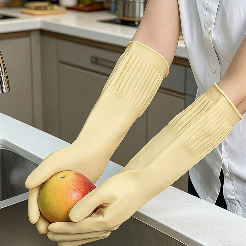 3 Pairs Cleaning Gloves Size S with 2 Sponges Long Thick Kitchen Dishwashing Bathroom Car Aquarium Cleaning - Image 5