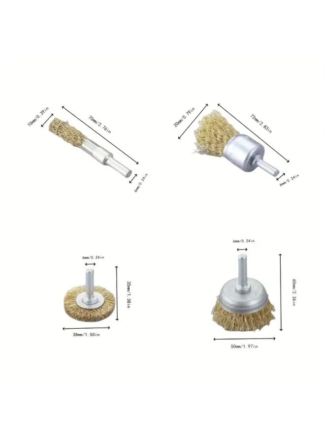 4PCS Set 6mm Steel Wire Brush Grinding Head For Rust Removal Cleaning And Polishing - Image 2