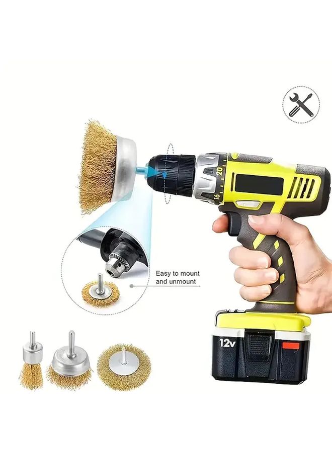 4PCS Set 6mm Steel Wire Brush Grinding Head For Rust Removal Cleaning And Polishing - Image 3