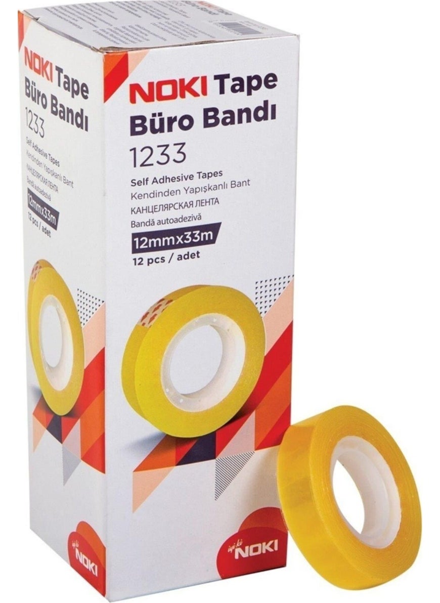 Noki 1233 Office Tape 12 mm x 33 M Pack of 12  - Image 1