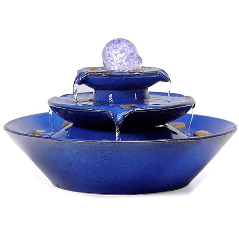 Andady andady Ceramic Tabletop Fountain Blue Fountain with Ball for Indoor Decor Size 118 x 118 x 78 inch Material Ceramic Includes Water Pump and 6 foot Long Power Cord 