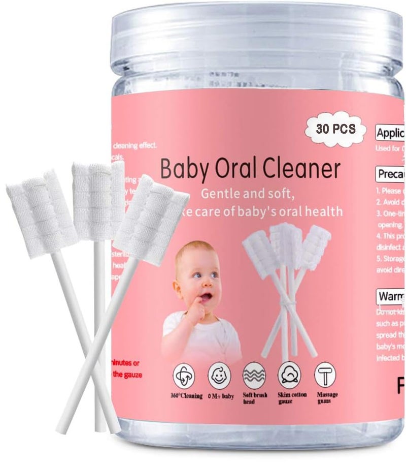 Style Keepers Baby Tongue Cleaner Gauze, Baby Toothbrush Disposable Oral Cleaner, Toddler Toothbrush for Tooth Mouth Gum Clean, Infant Toothbrush Oral Cleaning Stick, 30 Pcs, Manual, White - Image 1