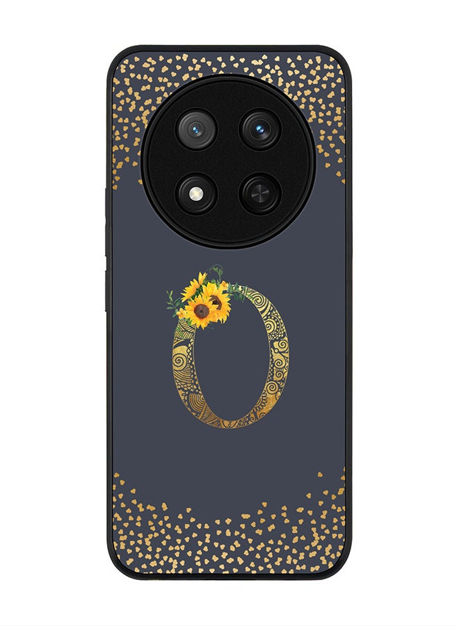 Stylizedd For Honor X9c / Honor Magic7 Lite 5G Case,Slim fit Camera Protection, Shockproof Thin Phone cover  - Custom Floral Monogram - O  (Grey ) - Image 1