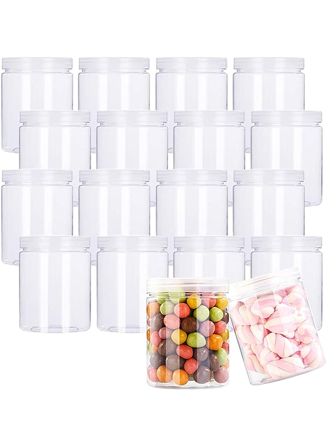 IAF Pack 7.1oz/210ml Refillable Empty Slime Containers with Lids Round Clear Jars,Wide-Mouth Plastic Slime Storage Favor Jars for Crafts,Dry Food,Peanut Butter,Honey and Jam Storage - Image 1