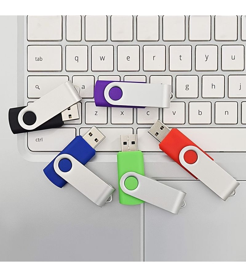 أقراص USB 2.0 فلاش سعة 64 جيجابايت، مجموعة مكونة من 5 قطع بألوان متعددة، تصميم دوار عالي السرعة لتخزين البيانات، ذاكرة محمولة متوفرة لأجهزة الكمبيوتر المكتبية والمحمولة، هدايا تجارية، نقل محمول. - Image 3