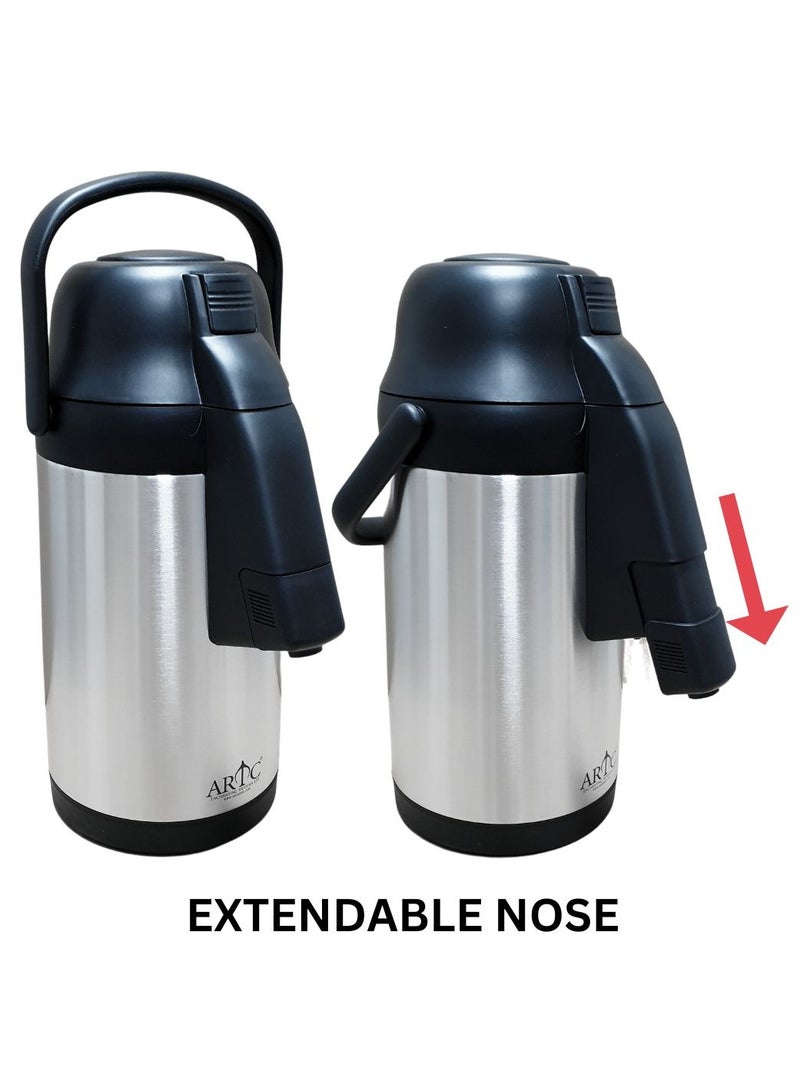 اي ار تي سي ترمس ARTC من الفولاذ المقاوم للصدأ معزول حرارياً بتقنية التفريغ الهوائي | فوهة طويلة قابلة للتمديد لسهولة الصب | حافظة حرارية للمشروبات الساخنة والباردة | خيارات متعددة الأحجام | للاستخدام في المطاعم والمنازل والتخييم - Image 4