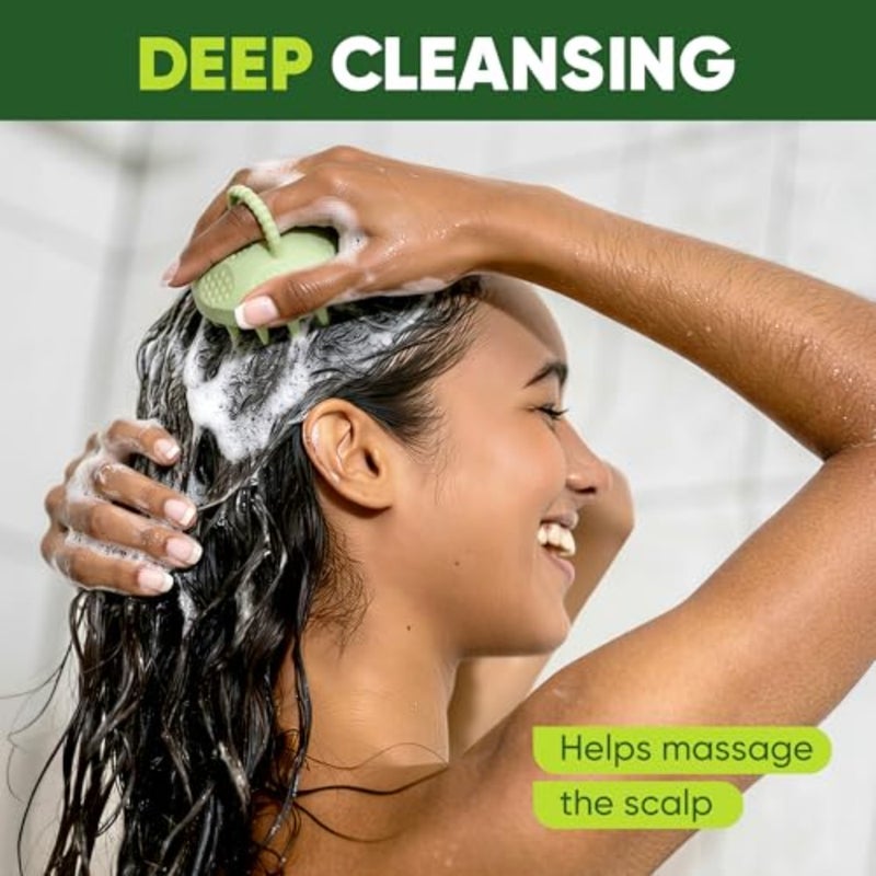 Shampoo - Soft Silicone ber for Wet and Dry Hair - Shower Finger Loop - Nail-Friendly Head ber for Women and Men - Green - Image 2