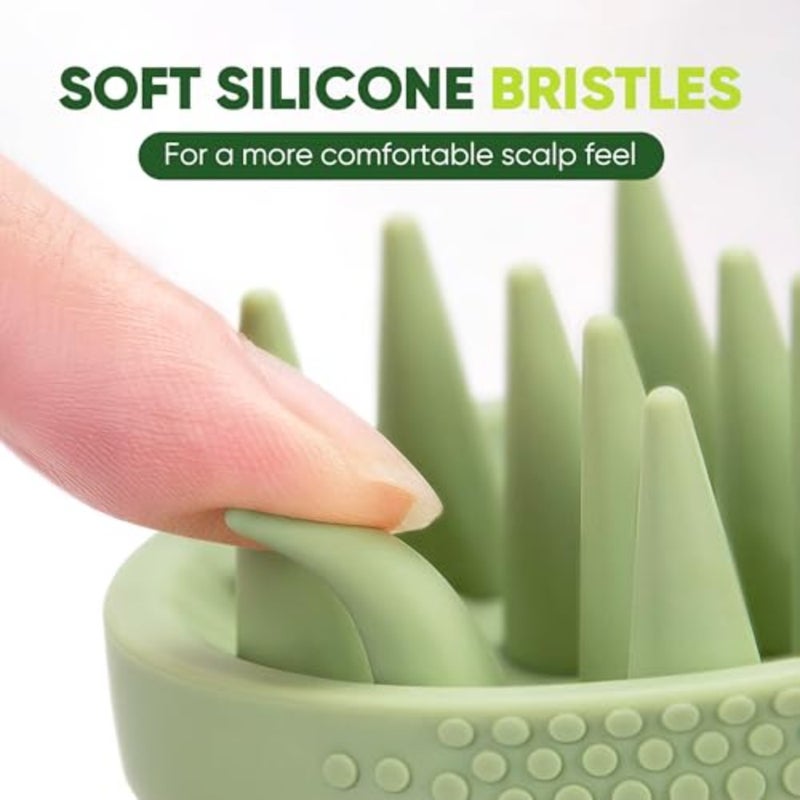 Shampoo - Soft Silicone ber for Wet and Dry Hair - Shower Finger Loop - Nail-Friendly Head ber for Women and Men - Green - Image 3