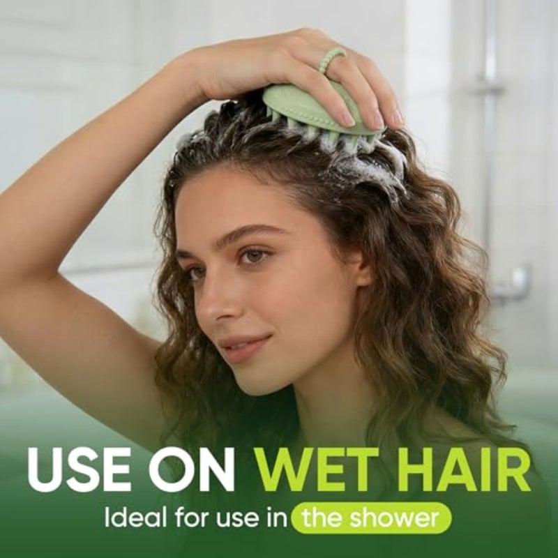 Shampoo - Soft Silicone ber for Wet and Dry Hair - Shower Finger Loop - Nail-Friendly Head ber for Women and Men - Green - Image 5