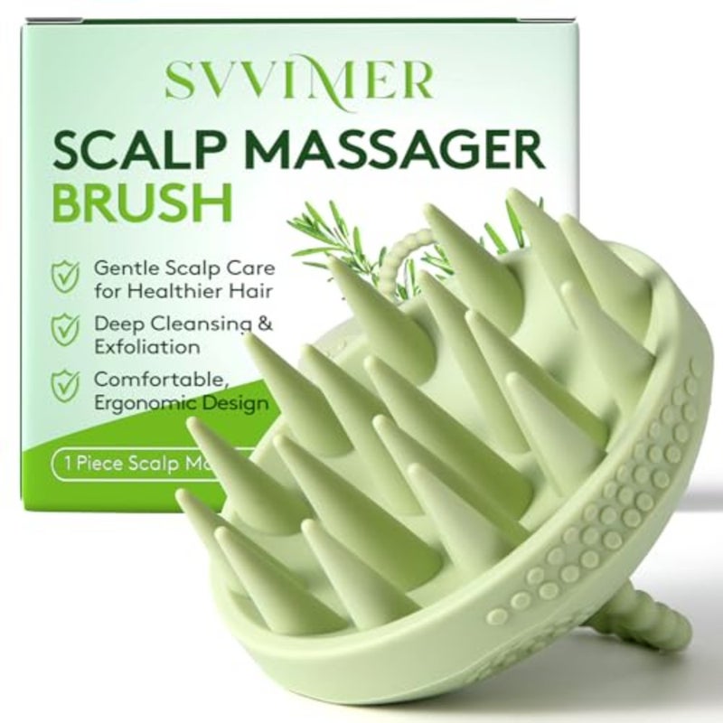 Shampoo - Soft Silicone ber for Wet and Dry Hair - Shower Finger Loop - Nail-Friendly Head ber for Women and Men - Green - Image 1