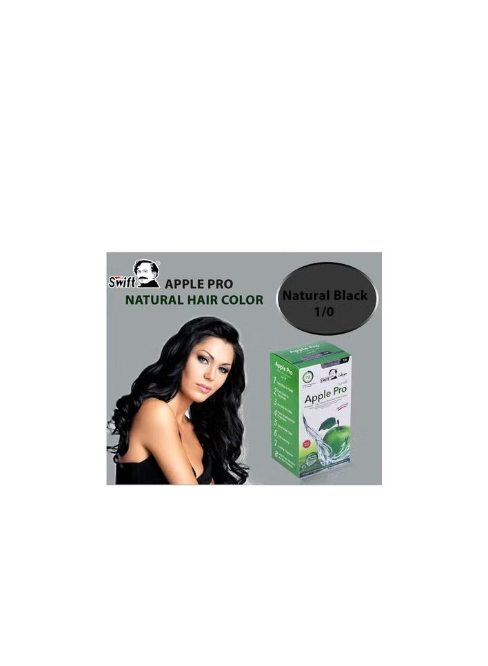 Swift Apple Pro Advanced Formula 100% Grey Coverage Hair Dye Cream Natural Black 1/0 500 + 500 ml - Image 2