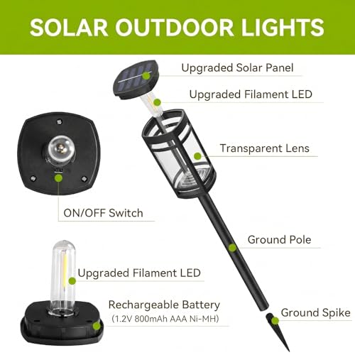 EXCMARK 16 Pack Solar Lights Outdoor Waterproof for Garden Pathway Walkway Driveway Yard Lawn Decorative Landscape Lighting. (Warm White Light, 16) - Image 4