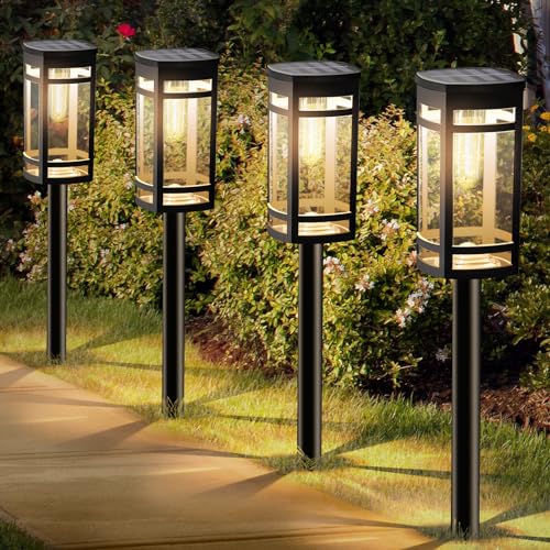 EXCMARK 16 Pack Solar Lights Outdoor Waterproof for Garden Pathway Walkway Driveway Yard Lawn Decorative Landscape Lighting. (Warm White Light, 16) - Image 1