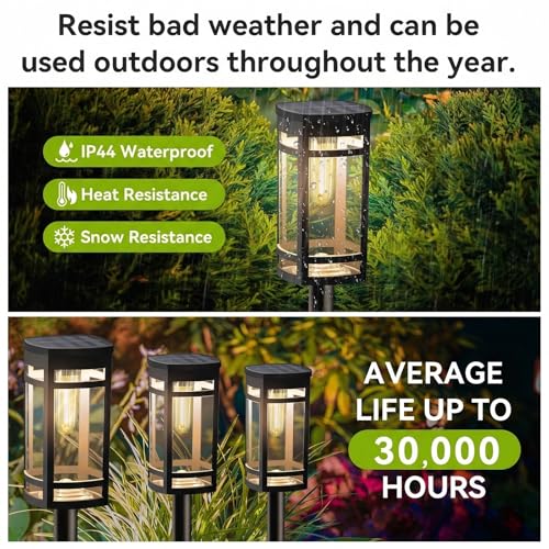 EXCMARK 16 Pack Solar Lights Outdoor Waterproof for Garden Pathway Walkway Driveway Yard Lawn Decorative Landscape Lighting. (Warm White Light, 16) - Image 3