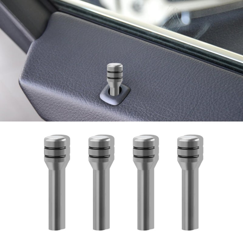 HEVLE Car Door Lock Knobs 4PCS Vehicle Lift Bolt Aluminum Alloy Cover Decor 047 x 193 Automotive Switches Universal Accessories Safety Pin Gray