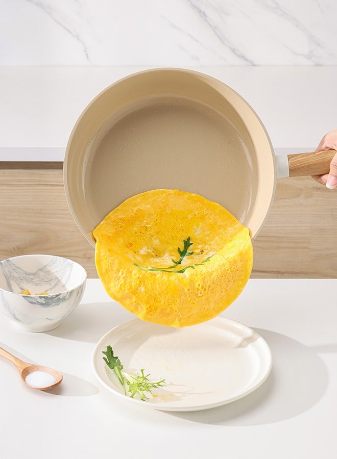 سنسارتي مقلاة سينسارتي باسكا سيراميك غير لاصقة، 28 سم، مع غطاء زجاجي، أدوات طهي صحية، مجموعة طهي مطبخ غير سامة، آمنة للاستخدام في غسالة الأطباق والفرن، خالية من مركبات PFA/Ptfe/Pfoa، بيضاء - Image 2