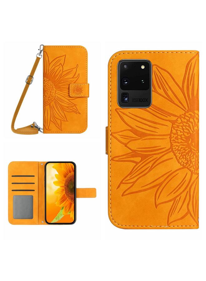 S-TOP Case For Samsung Galaxy S20 Ultra Skin Feel Sun Flower Pattern Flip Leather Phone Case with Lanyard - Image 1