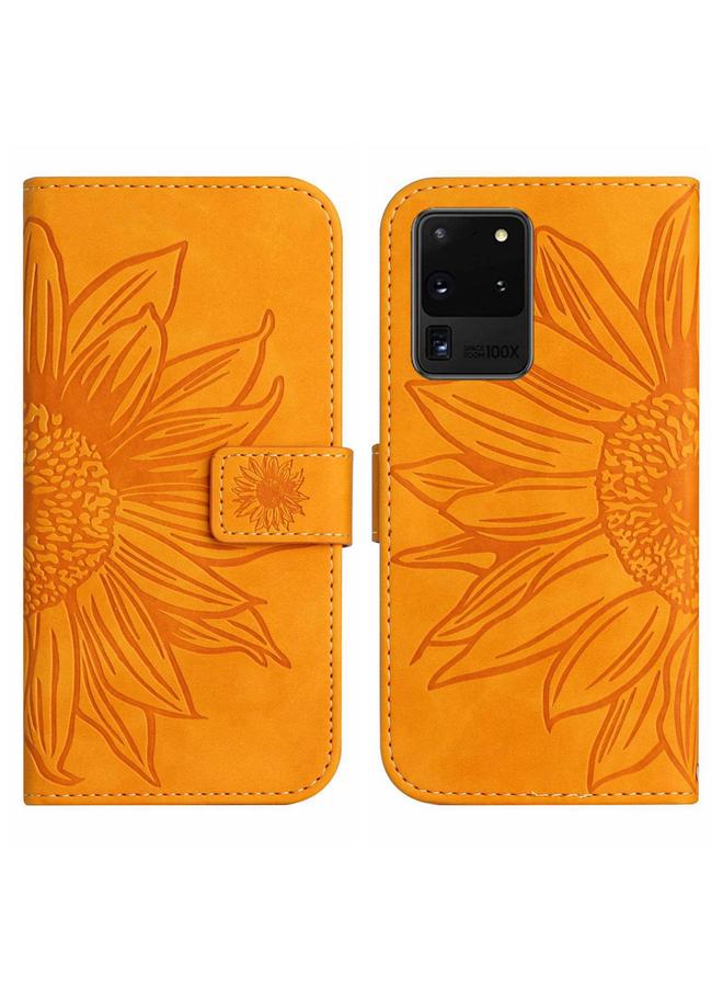 S-TOP Case For Samsung Galaxy S20 Ultra Skin Feel Sun Flower Pattern Flip Leather Phone Case with Lanyard - Image 2