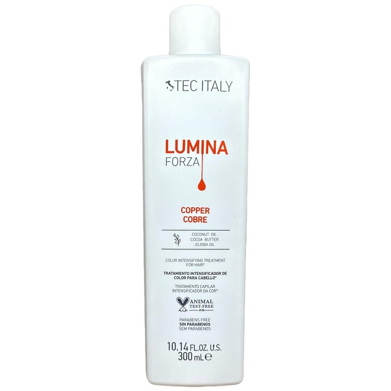 Tec Italy Lumina Forza Colore Copper Color Intensifier Mask Treatment For Hair with Coconut Oil Cocoa Butter  Jojoba Oil Parabens Free Hair Treatment Animal Test Free 1014 FLOZ US 300 ml