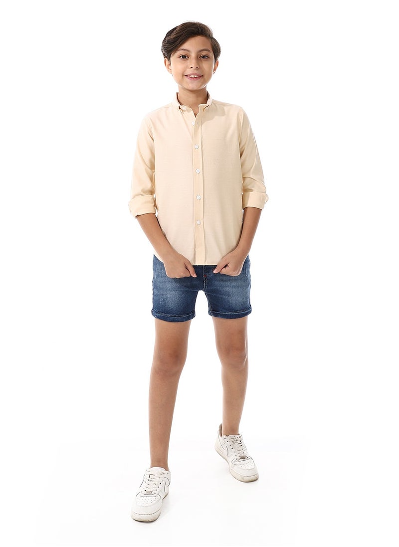 Andora Elastic Waist Boys Cotton Denim Short – Medium Blue  - Image 5