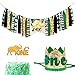 Pink Forest Wild One Baby 1st Birthday Decorations High Chair Banner Boys First Birthday Crown Glitter Cake Topper for Jungle Animal Theme - Image 4