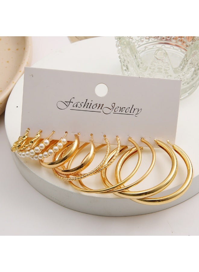 Gold Earring Set 6 Pieces - Dainty Studs & Hoop Earrings for Women, Versatile Daily Wear Jewelry - Image 3