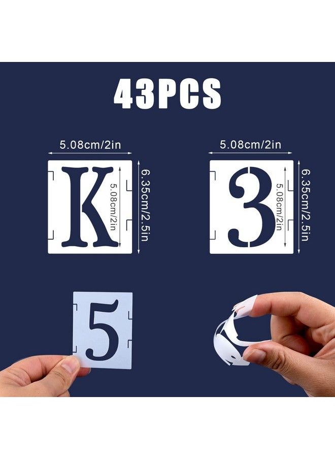 43Pcs 2 Inch Letter And Number Templates Reusable Plastic Uppercase Letter Stencils Alphabet Stencils Punctuation Marks Symbol Numbers Craft Stencils For Scrapbook Painting Diy Craft