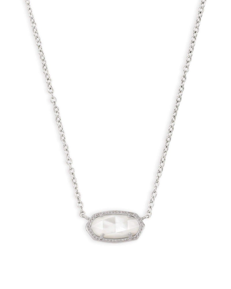Kendra Scott Elisa Short Pendant Necklace for Women, Dainty Fashion Jewelry, Ivory Mother of Pearl, Rhodium-Plated - Image 1