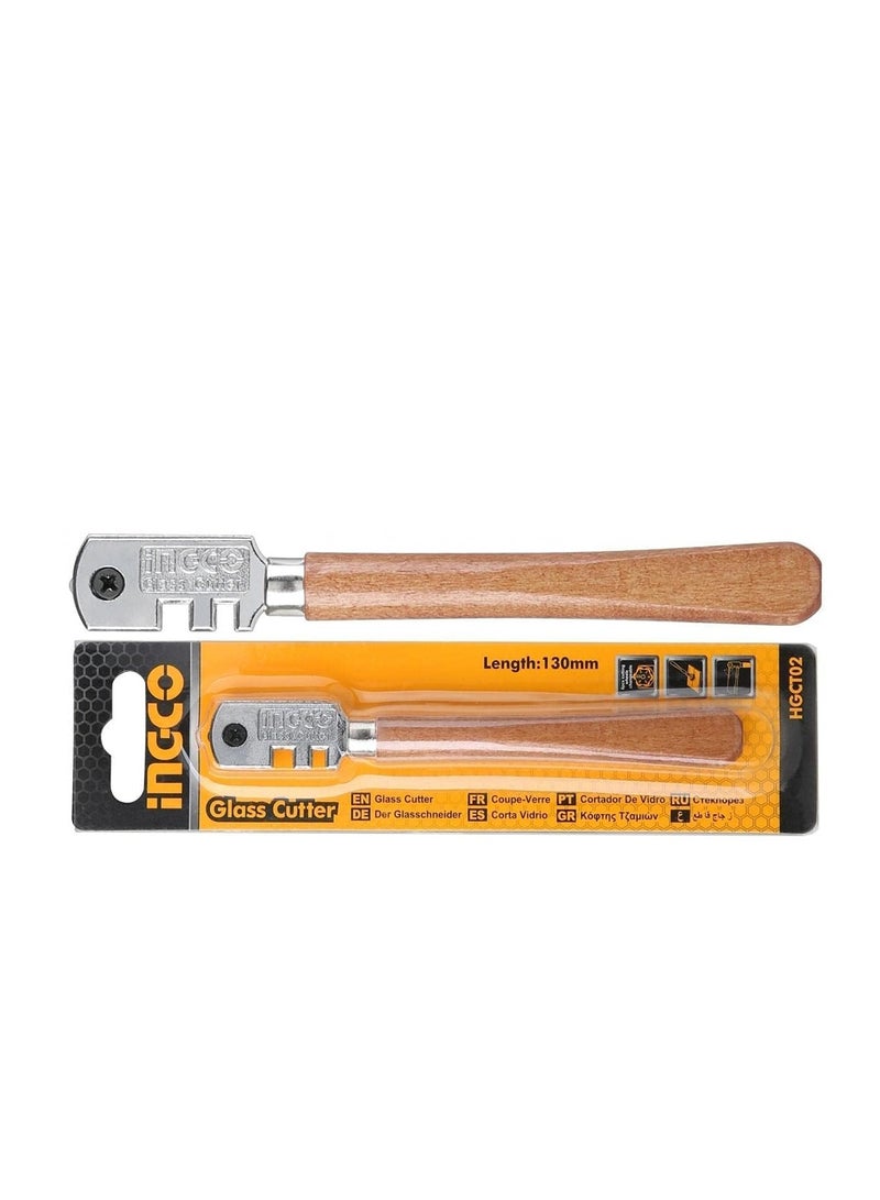 INGCO Glass Cutter HGCT02 – 130 mm Wooden Handle with 6‑Wheel Blade - Image 3