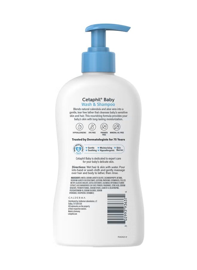 Cetaphil Cetaphil Baby Wash and Shampoo, Moisturizer gentle Cleanser, Foaming Wash with Organic Calendula 399ml  - Image 2
