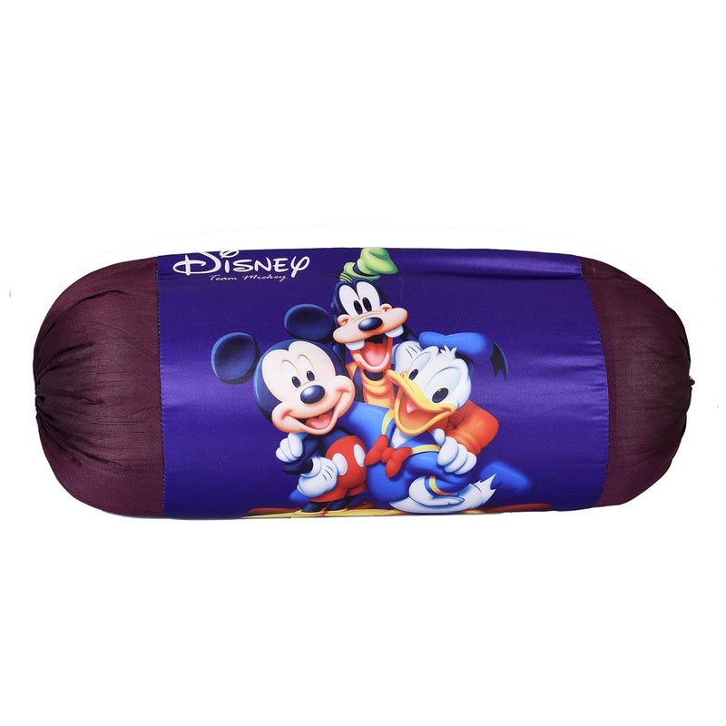 Kuber Industries Kuber Industries Disney Minnie Mickey Print Silk Special Long Crush Bolster Cover- Set of 3, Roral Blue & Black & Red-KUBMART0158 - Image 2
