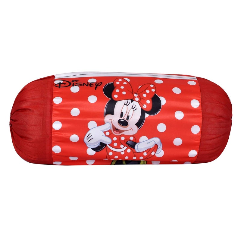 Kuber Industries Kuber Industries Disney Minnie Mickey Print Silk Special Long Crush Bolster Cover- Set of 3, Roral Blue & Black & Red-KUBMART0158 - Image 3