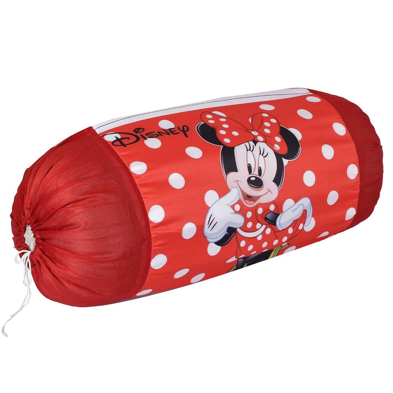 Kuber Industries Kuber Industries Disney Minnie Mickey Print Silk Special Long Crush Bolster Cover- Set of 3, Roral Blue & Black & Red-KUBMART0158 - Image 4