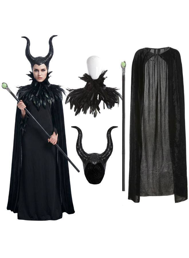 Black Cape - Halloween Hooded Cloak Cape - Eagle claw green ball wand - Cosplay Costume, Medieval Cape, Adult Magic Robe, Party Fancy Dress, Performance Prop - Image 4