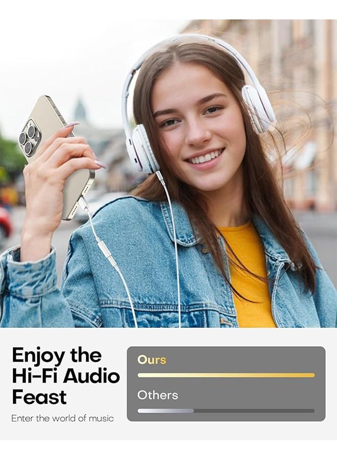 هافن مهايئ سماعات الرأس من نوع c إلى 3.5mm جاك سماعات الرأس، نوع C Aux Audio محول دونجل متوافق مع iPhone 15 Series، iPad، Samsung، Huawei، Xiaomy، إلخ طراز هاتف أندرويد، أبيض - Image 3