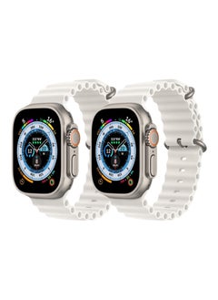 Silicone Ocean Band Strap For Apple Watch Ultra 8 49Mm White And White (Set Of 2)