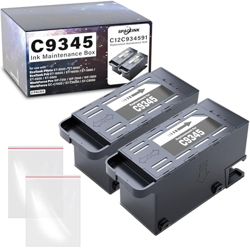 Spaceink صندوق صيانة الحبر C9345 2 مجموعة بديل لـ ET8550 ET5850 ET16600 ET16650 ET5800 ET5880 ET8500 WF7840 WF7830 WF7820 WF7310 STC8000 STC8090 طابعات C12C934591PXMB92 عبوات - Image 1