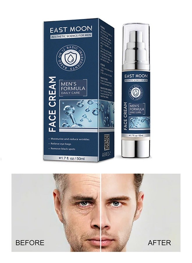 إيست مون كريم الوجه - مرطب الوجه للرجال 6 في 1 لأكياس تحت العين ، كريم الوجه المرطب للرجال ، كريم الوجه المغذي للبشرة والتجاعيد للبقع الداكنة ، الخطوط الدقيقة ، الغربان أقدام العين 50 مل - Image 1