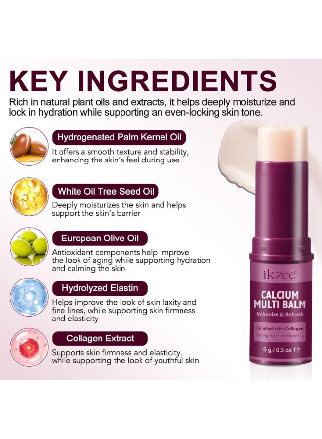 IKZEE Calcium Volume Multi Balm Stick with Collagen & Vitamin C,Hydrating Face Moisturizer Stick for Wrinkles, Fine Lines&Dryness-Portable Glow, Non-Greasy Skincare for Day & Night - Image 2