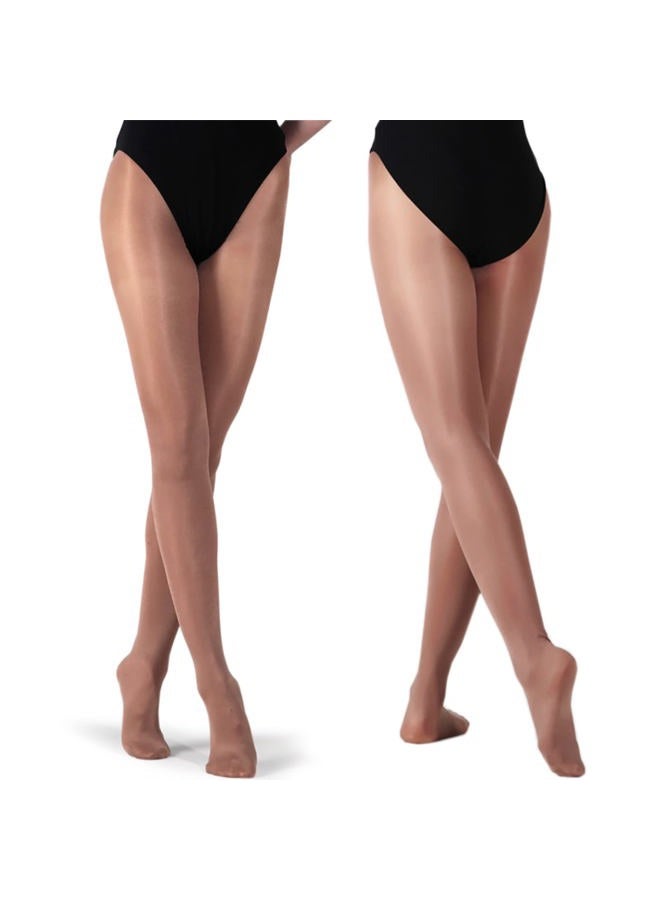 DANCE YOU Dance Shimmer Tights Footed Silky Slight Gloss Stockings Pantyhose Tights 70D Thickness, Toast, XLA - Image 1