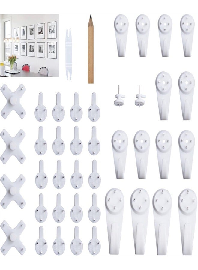 Invisible Nail Screws Wall Hooks, 43Pcs No Trace Picture Hangers Traceless Photo Hook Hardwall Drywall Picture Hooks for Photo Frame Art Painting