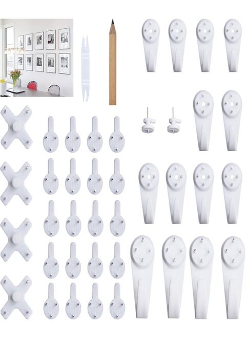 Invisible Nail Screws Wall Hooks, 43Pcs No Trace Picture Hangers Traceless Photo Hook Hardwall Drywall Picture Hooks for Photo Frame Art Painting